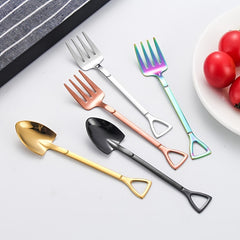 4pcs Stainless Steel Fruit Cake Dessert Forks Creative Shape Tableware