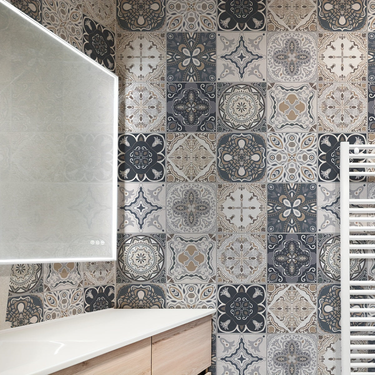 12pcs Mediterranean Style Floor Stickers Self adhesive