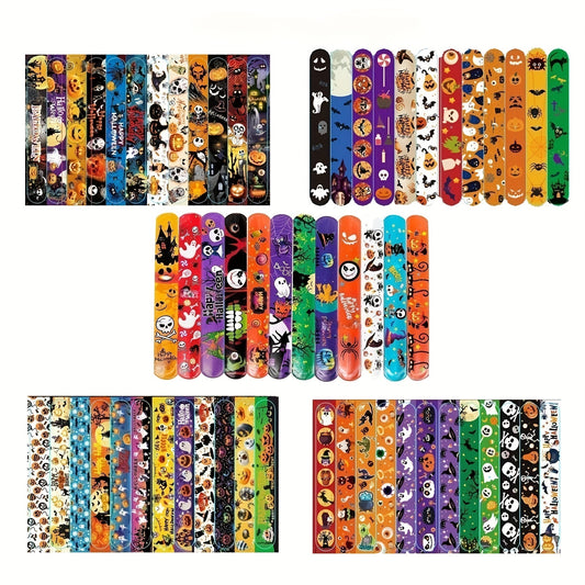24PCS Halloween Slap Bracelets Spooky Party Wristbands Trick or Treat