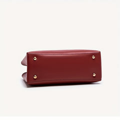 Burgundy Leather Tote Bag with Removable Strap