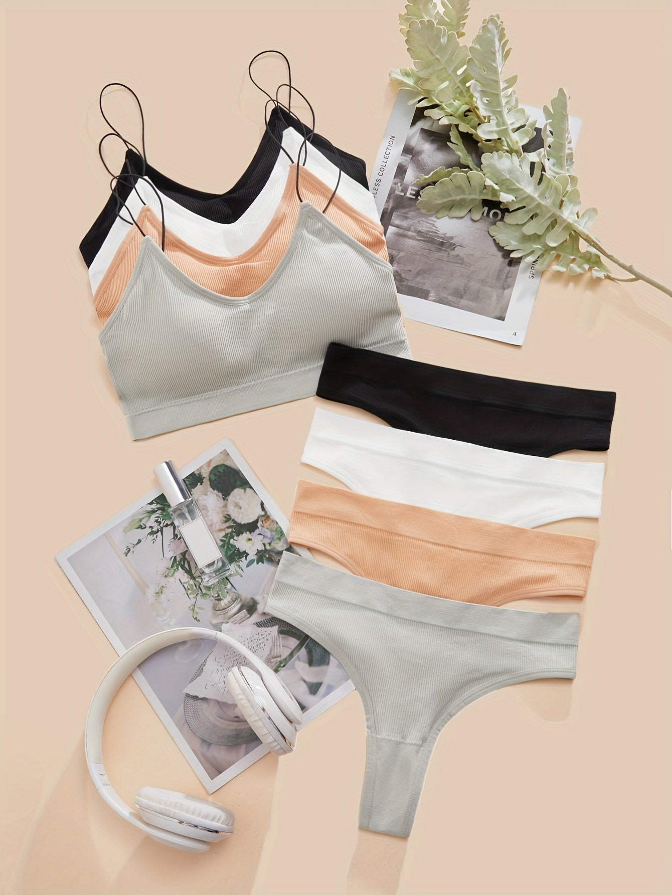 Wireless Bra & Thong Lingerie Set Women's Underwear