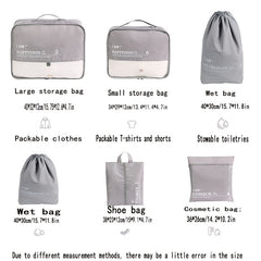 6pc Travel Storage Bag Set Luggage Sorting Clothing Organizer