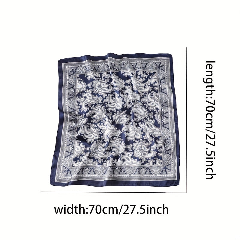 Vintage Paisley Print Silk Square Scarf Thin Bandana Neckerchief