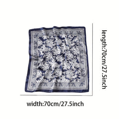 Vintage Paisley Print Silk Square Scarf Thin Bandana Neckerchief