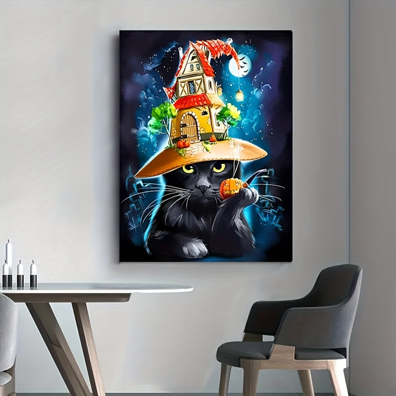 Halloween Cat Canvas Painting 30X40cm Wall Art Bedroom Decoration