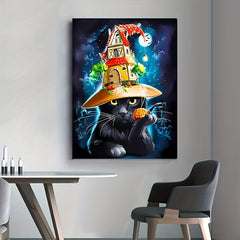 Halloween Cat Canvas Painting 30X40cm Wall Art Bedroom Decoration