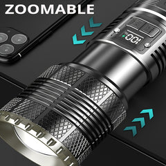 Rechargeable Aluminum Alloy Flashlight with Power Display