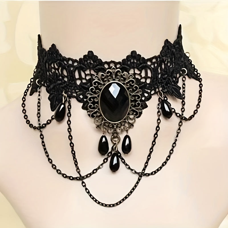 Halloween Vintage Gothic Punk Style Lace Necklace Punk Jewelry
