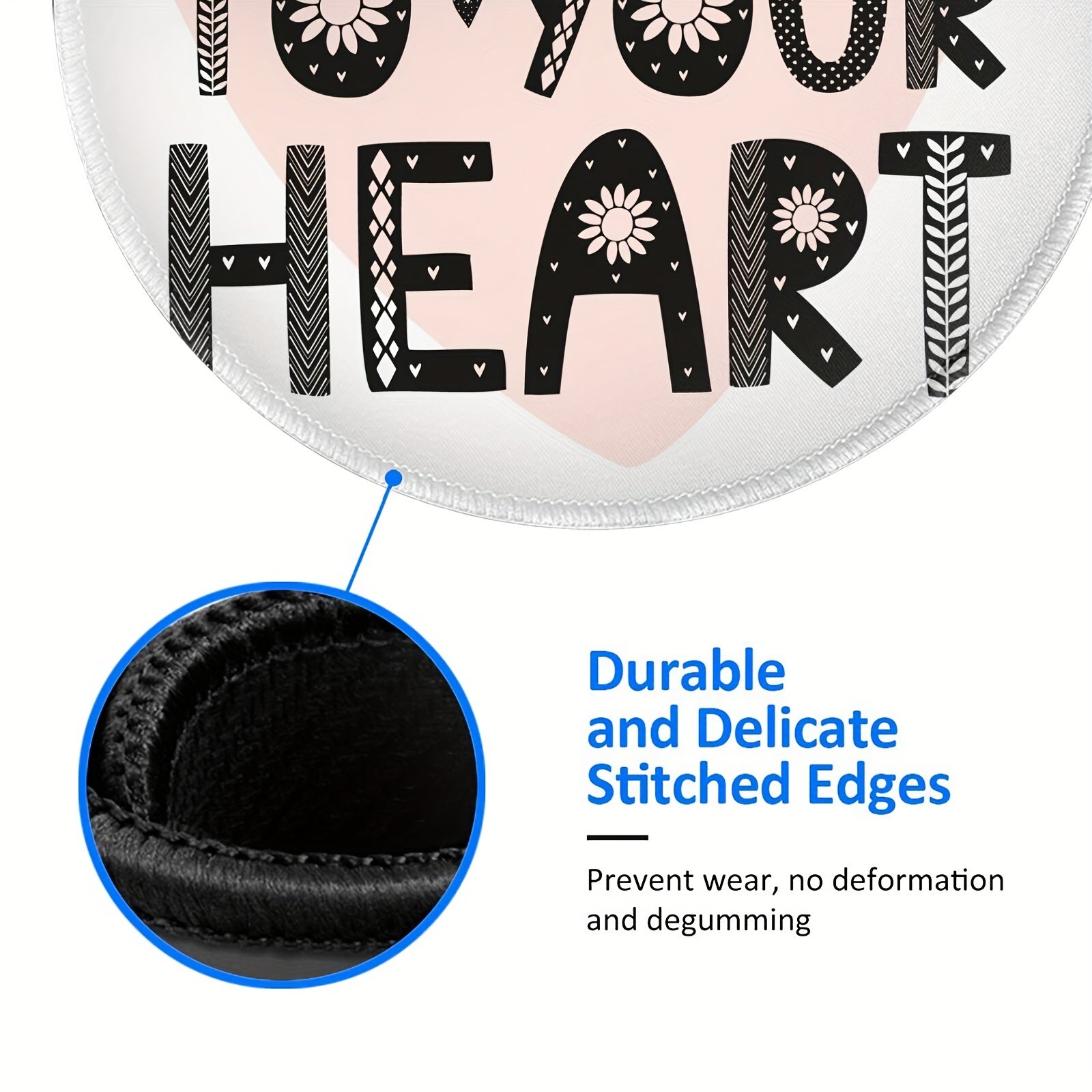 Heart Font Pattern Round Mousepad 20x20cm