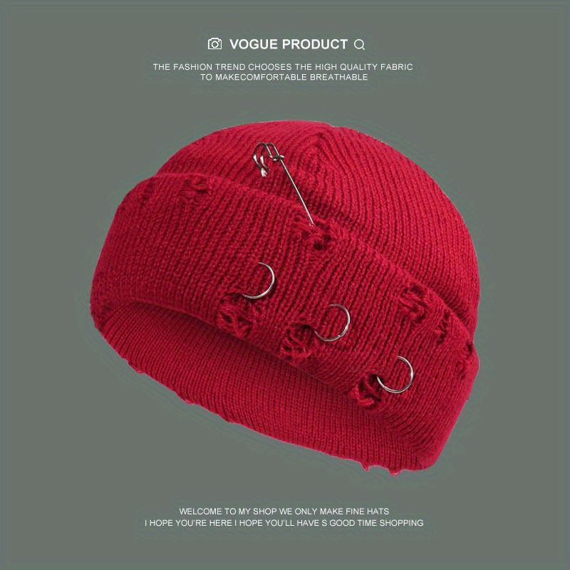 Candy Knit Hat Brooch Unisex Hip Hop Skull Hat