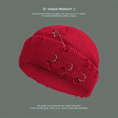 Candy Knit Hat Brooch Unisex Hip Hop Skull Hat