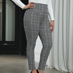  Plaid Print High Rise Skinny Trousers