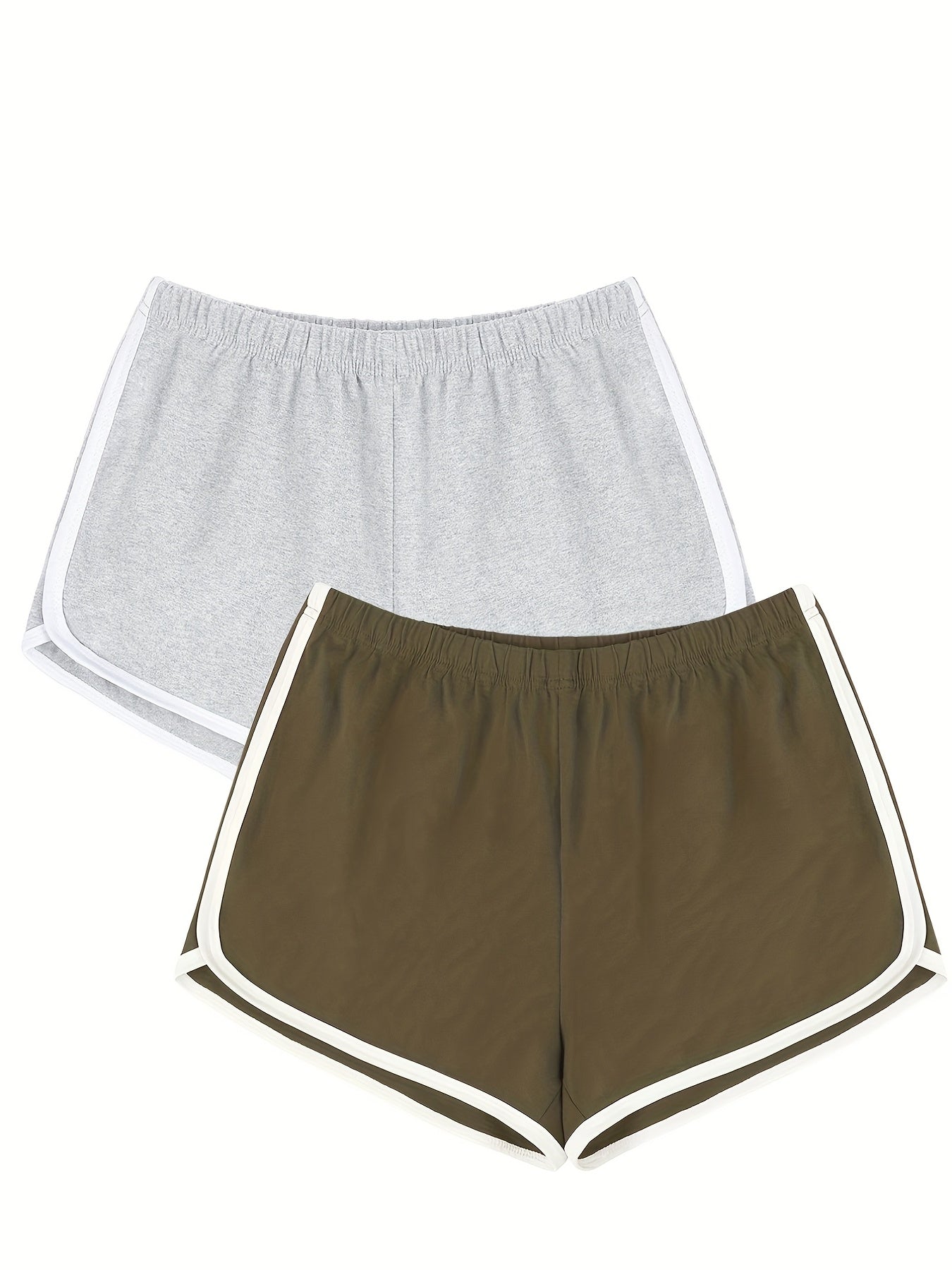 Women's Solid High Waist Track Shorts Set