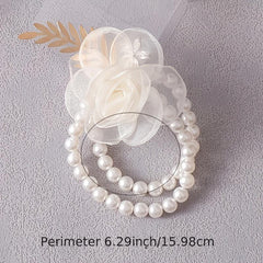 Beige Pearl Flower Bracelet for Bride