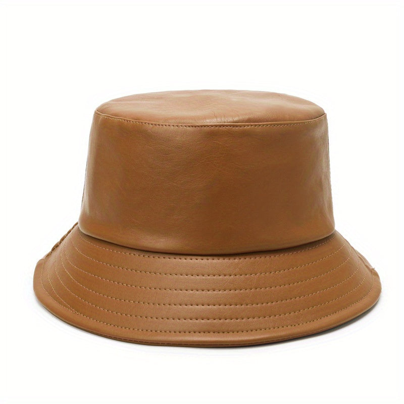 Soft Waterproof PU Bucket Hat Solid Basin Hat Lightweight Unisex Fisherman Cap