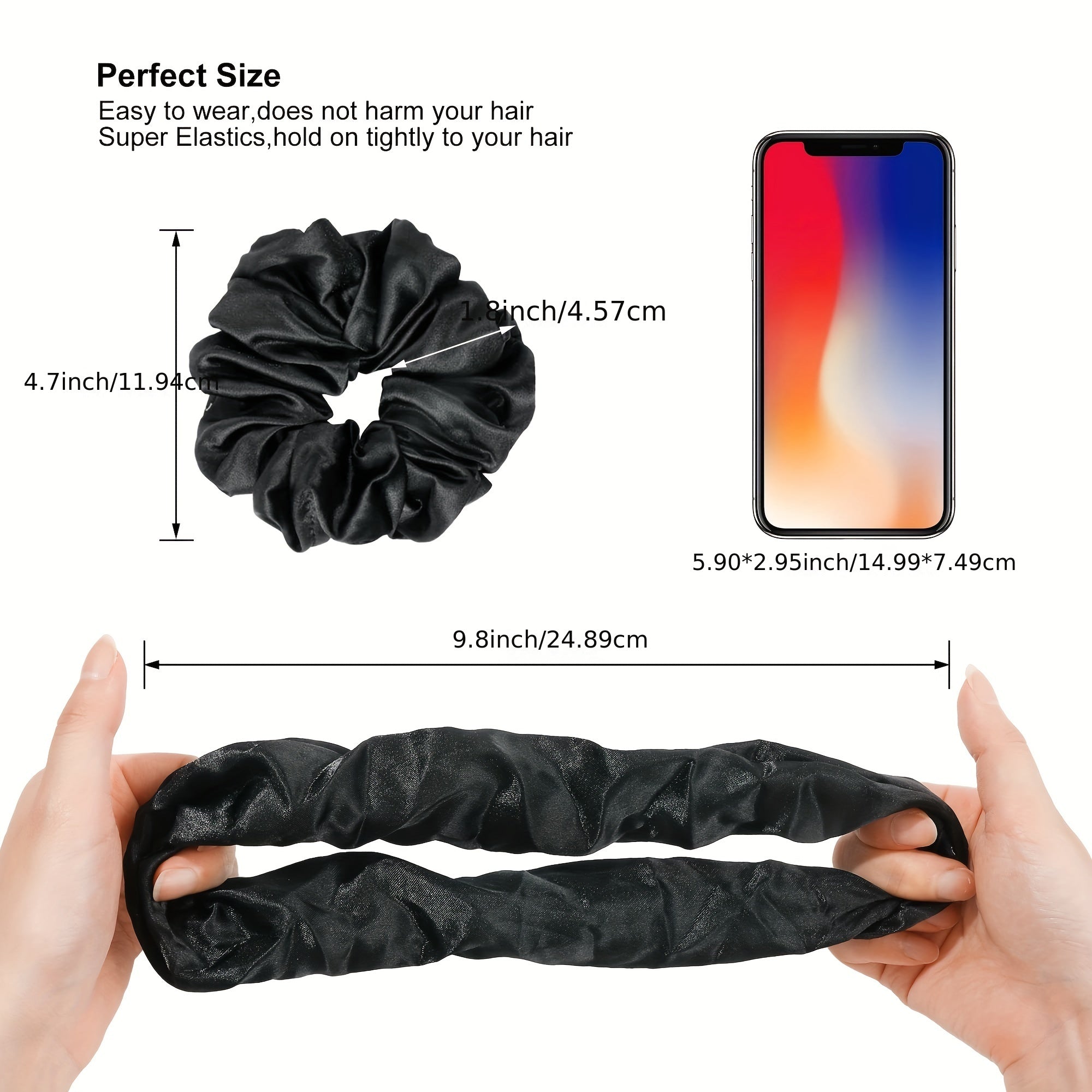 8pcs Large Satin Scrunchie Hair Tie Solid Silky Hair Rope Female Hair Accessorie