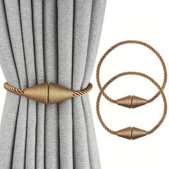 2pcs Magnetic Curtain Tiebacks Weave Holdbacks Easy to Use Stylish Home Decor