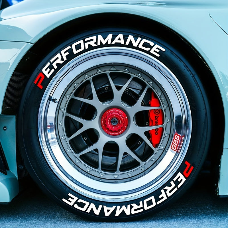 8Pcs Car Tire Letter Stickers PERFORMANCE 3D Waterproof PVC