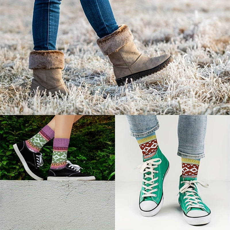 5 Pairs Men's Winter Wool Socks Cozy Christmas Warm Soft Thick Socks