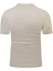 Men's High Stretch Button Up Lapel Polo Shirt