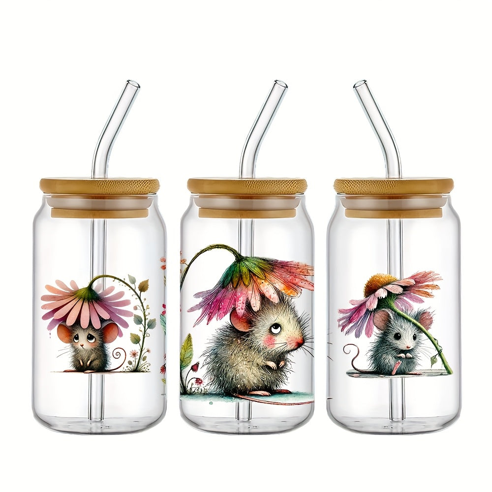 4pcs UV DTF Stickers Set for 16oz Glasses and Coffee Cups
