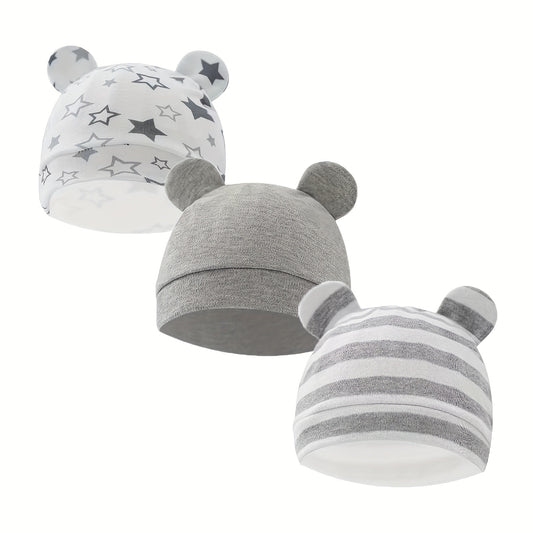 3pcs Baby Stripe Star Bear Ears Cap for Newborn Toddler Baby