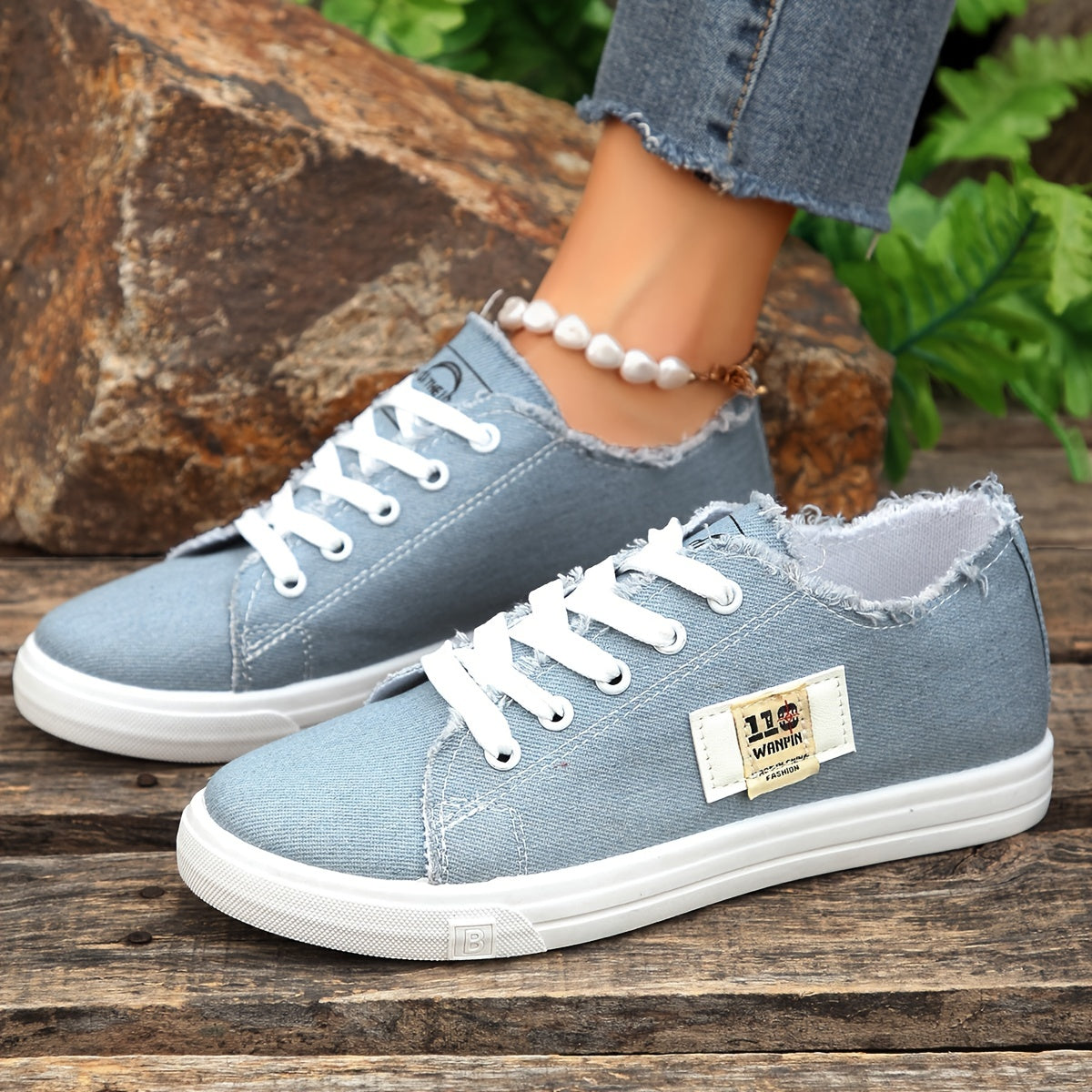 Women's Canvas Lace Up Outdoor Shoes Lightweight Sneakers