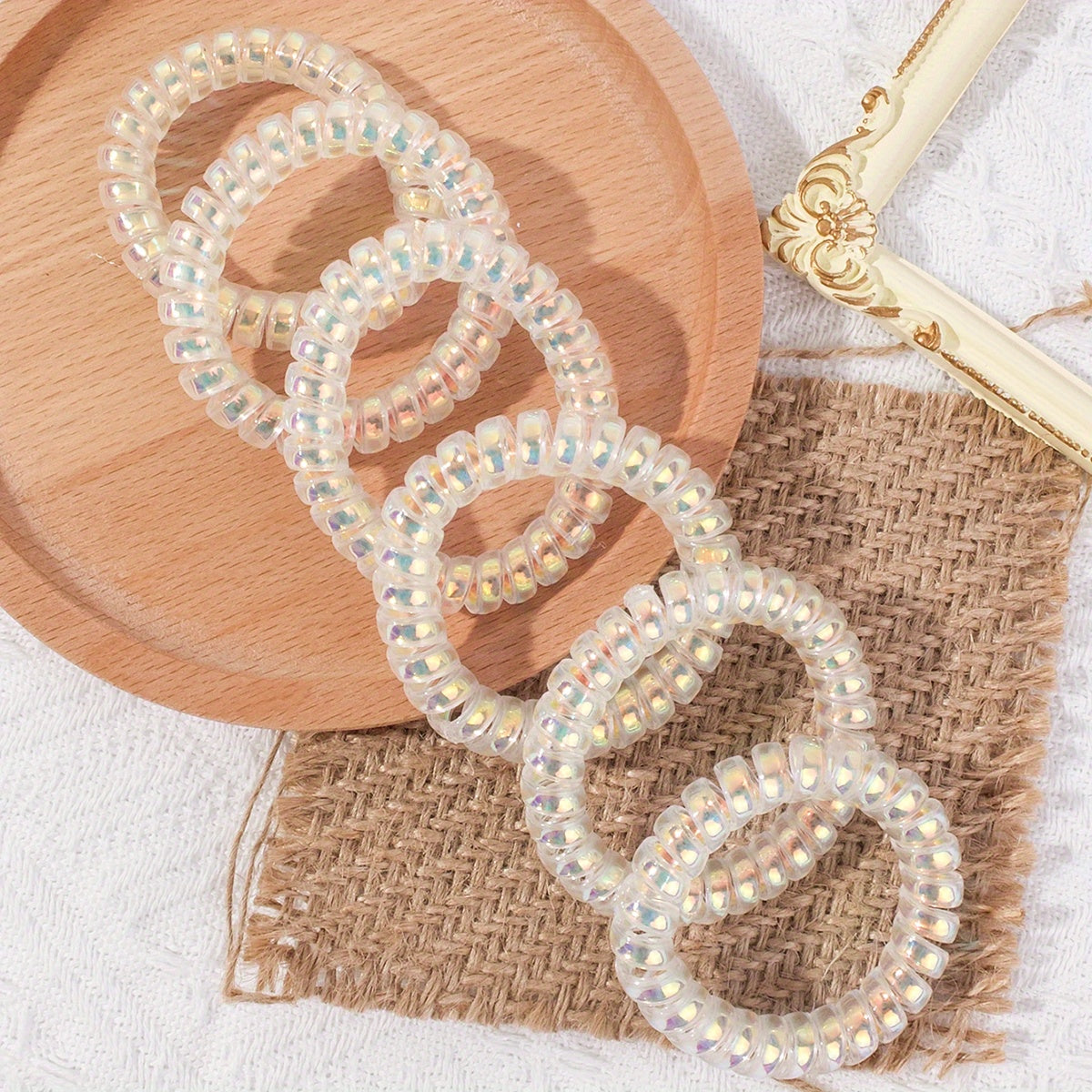 6pcs Clear Spiral Hair Ties No Crease Hair Bands