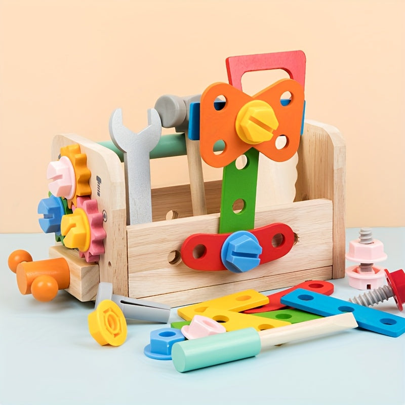 Portable Tool Box for Kids with Building Blocks Toy