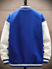 Talent Embroidery Varsity Jacket Men's Casual Block Button Up Jacket