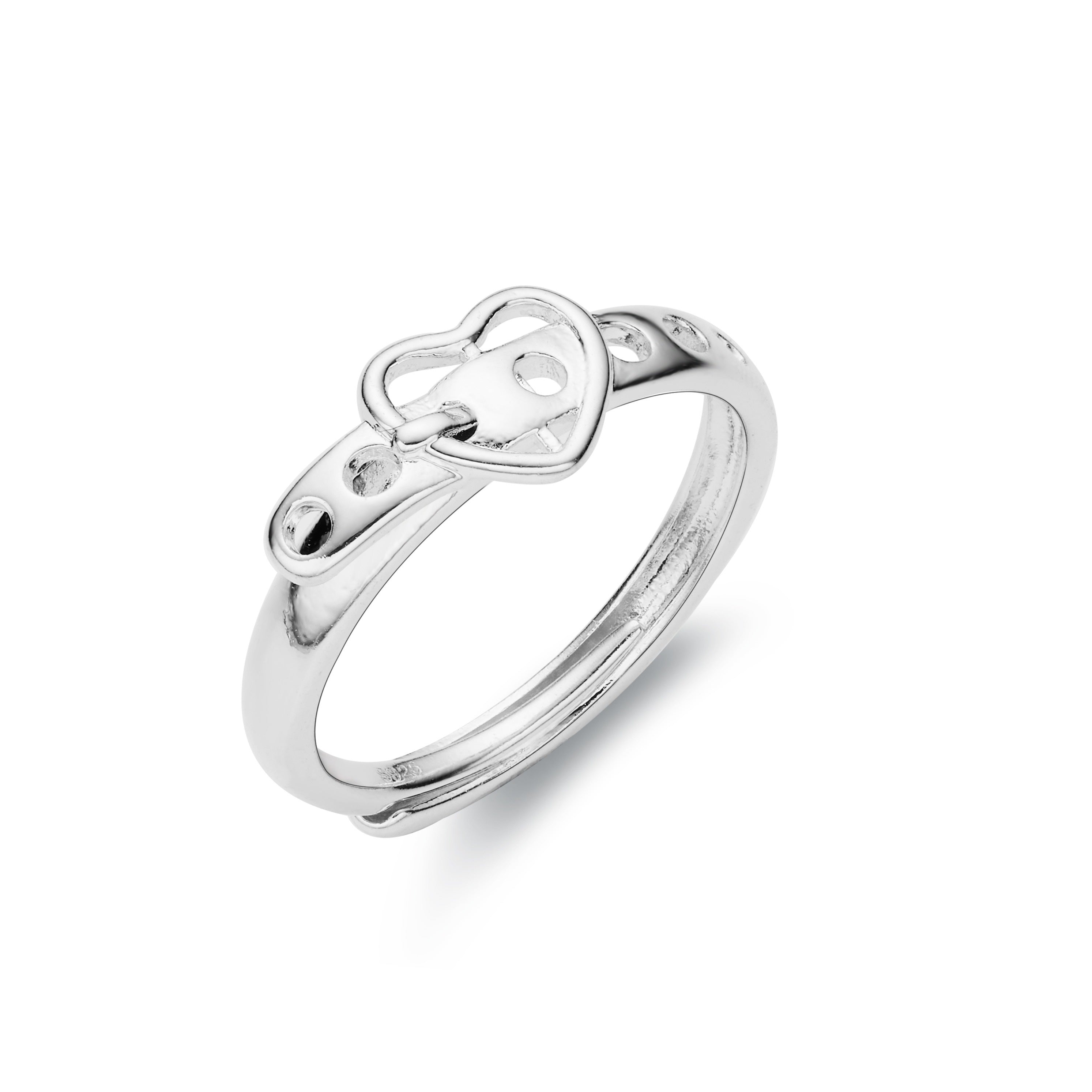 925 Silver Heart Belt Ring for Men and Women