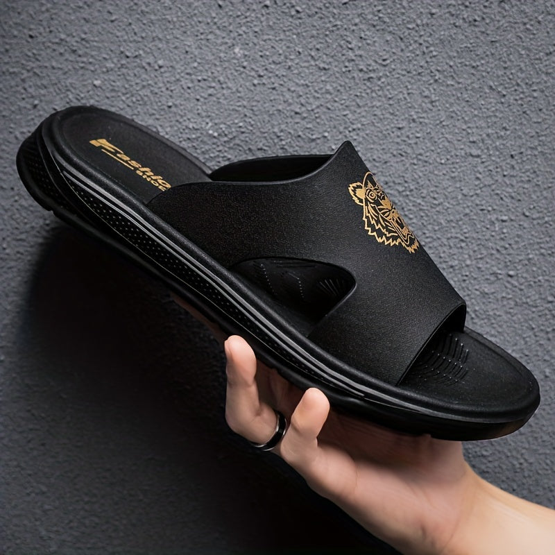 Men's Tiger Head Print Slides Casual Non Slip Slippers Sandals