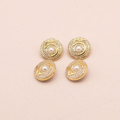 4pcs Zinc Alloy Buttons Faux Diamonds Faux Pearl Number 5 Sewing Buttons