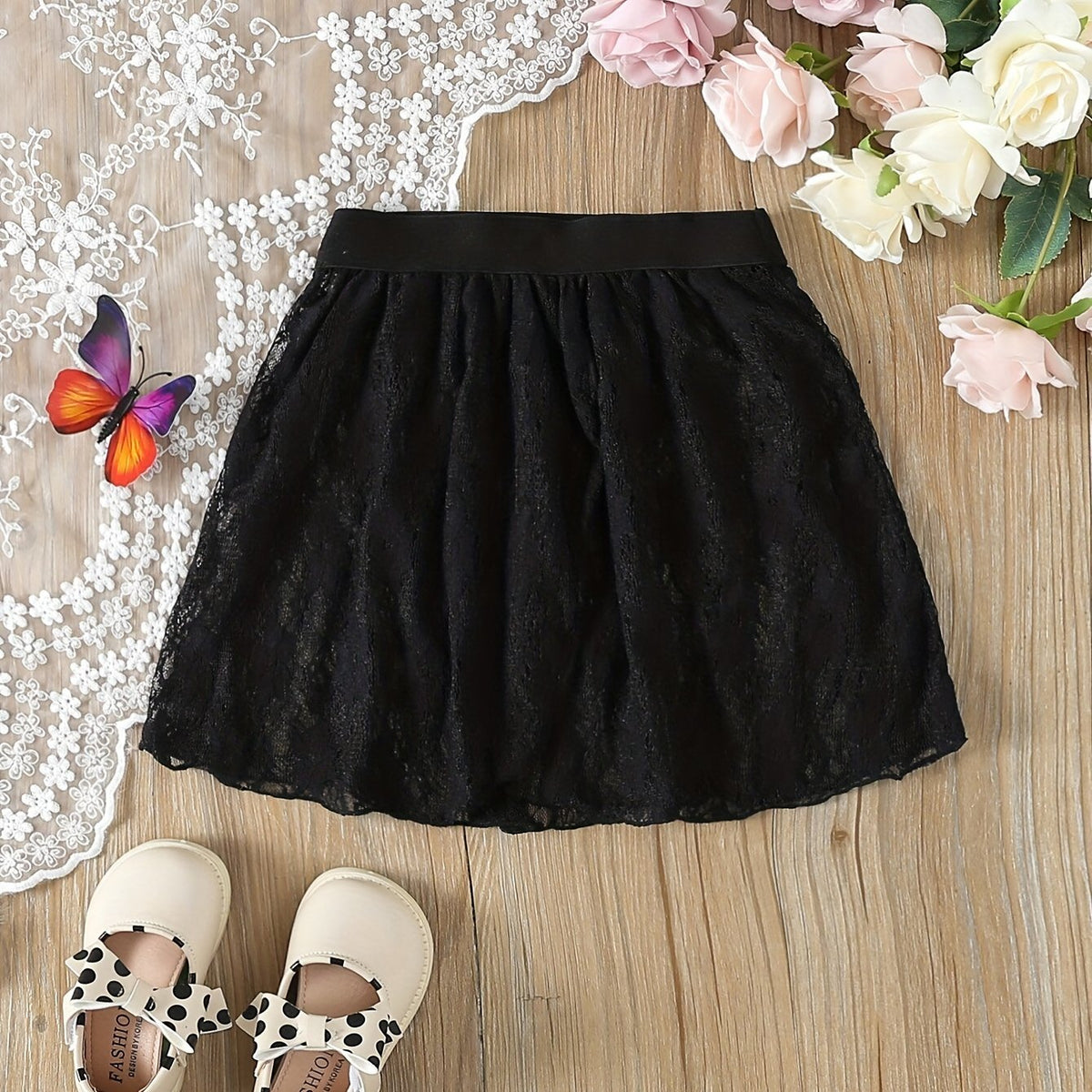 Girls Solid Lace Ballet Skirt for Dance Practice Performance Sports