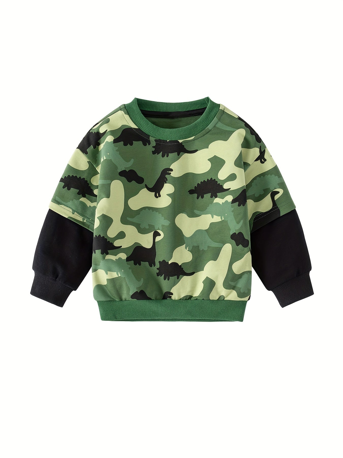 Dinosaur Full Print Boys Sweatshirt Long Sleeve Crew Neck Tops Kids Clothing