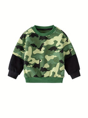 Dinosaur Full Print Boys Sweatshirt Long Sleeve Crew Neck Tops Kids Clothing