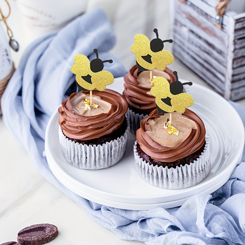 5pcs Happy Birthday Baby Bee Cake Insert Decoration