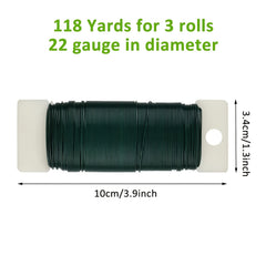 3pcs Floral Wire 118 Yards 22 Gauge Green Florist Wire Paddle Wire For Crafts