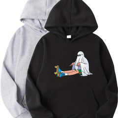 2pcs Pattern Print Boys Casual Pullover Hooded Sweatshirt