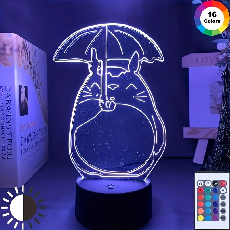 Totoro 3D Illusion Lamp 16 Colors Changing Led Light Dimmable Night Light