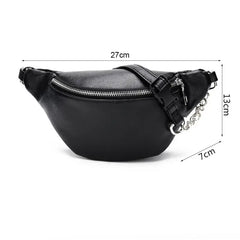 Leather Waist Fanny Pack Chest Bag Metal Chain for Women