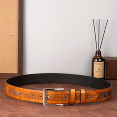 Men's Letter Style Single Jack Dress Belt Casual Alloy Needle Buckle PU Belt