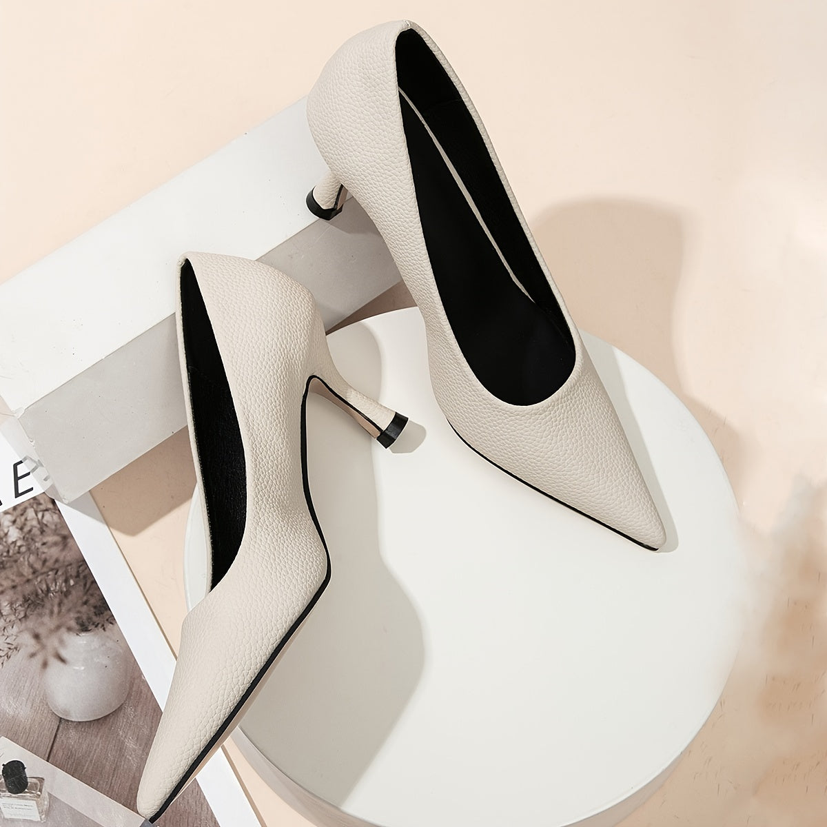 Leather Pointed Toe Pumps High Heels Women's Shoes