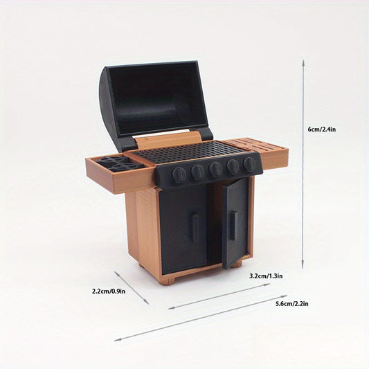 Realistic 1:12 Scale Barbecue Grill Model with Grill Grates & Wood Accents