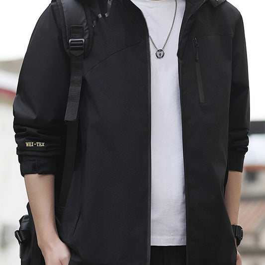 Men's Casual Hooded Lightweight Windbreaker Jacket Coat for Spring