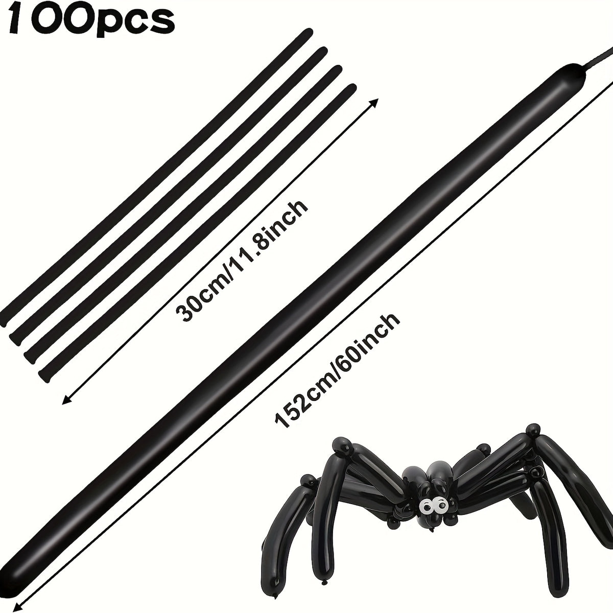 100pc Twisted Spider Latex Balloons for Halloween Decor