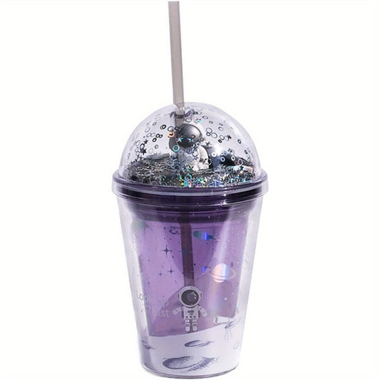 Space Cup 13oz Insulated Plastic with Lids Straws Hot Cold Drinks