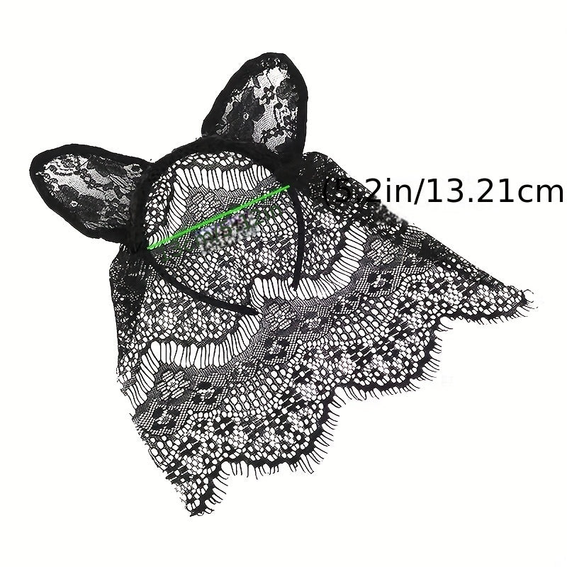 Halloween Bunny Ears Headband Lace Hair Band Veil Headdress
