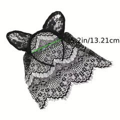 Halloween Bunny Ears Headband Lace Hair Band Veil Headdress