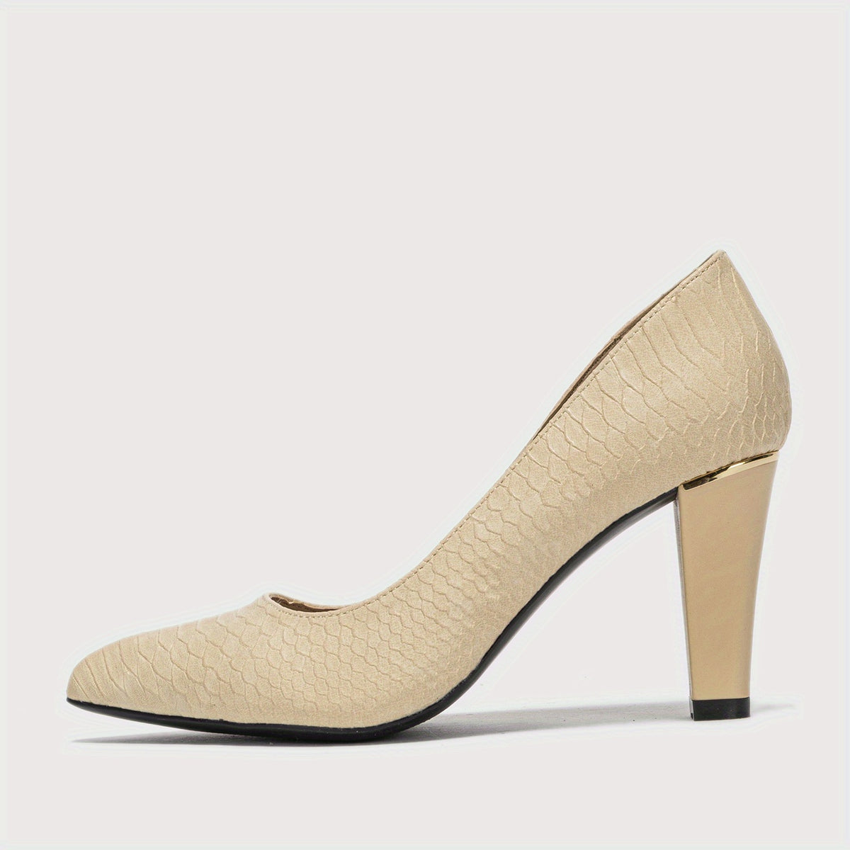 Geometric Pattern Block Heel Point Toe Pumps for Work